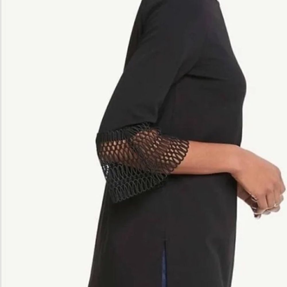 NWT Ann Taylor Lace Bell Cuff Black 3/4 Sleeve Top. Size Smalll. - Picture 2 of 9